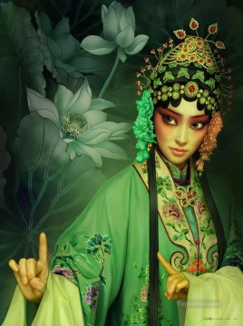 中国の女の子 Painting - 唐岳輝 中国のヌード京劇
